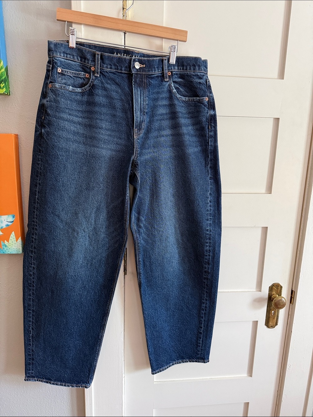 American Eagle Outfitters Women's Boyfriend Jeans - Dark Blue Denim